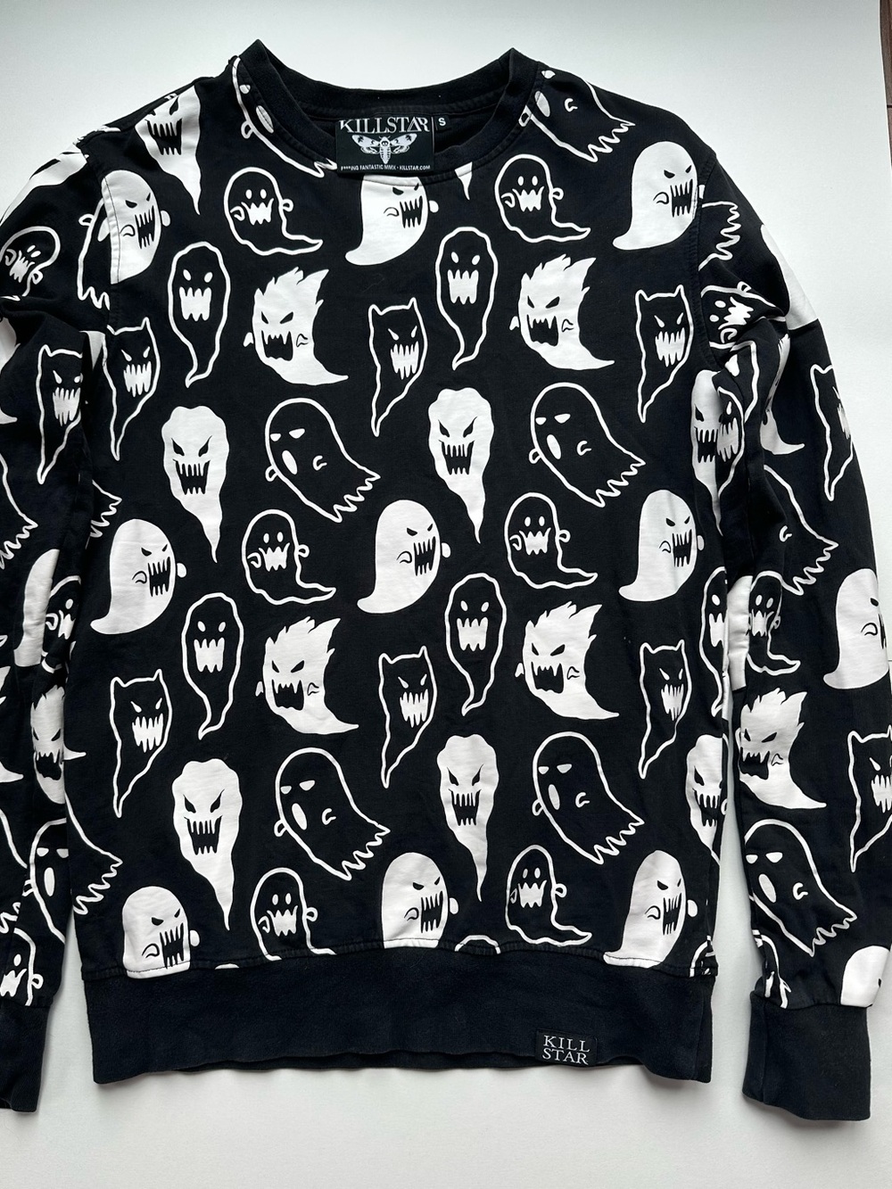 Killstar Black & White Ghost Motif Crewneck